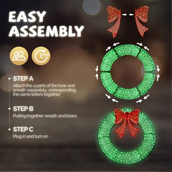 48in Pre-Lit Outdoor Christmas Wreath Decoration